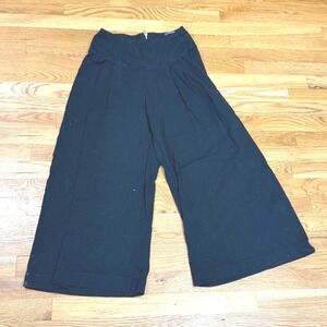Errant Black Cotton High Waisted Culotte Wide Leg Crop Pants Made in USA Small